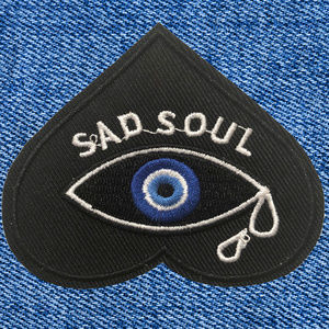 4/$20! “Sad Soul" Black Iron-On Patch. DIY